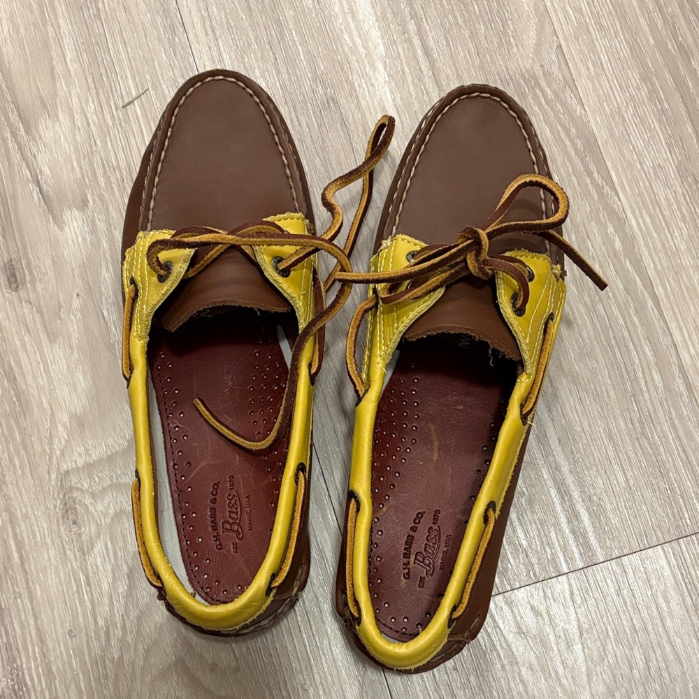 Bass Puppies Brown and Yellow Boat Shoes